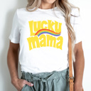 Large White Lucky Mama Graphic Tee, Lucky Charms Shirt, Lucky Graphic Tee, St. Patrick's Day Shirt, Saint Patrick Shirt