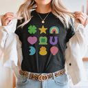 Medium Black Marshmallow Charms Graphic Tee, Lucky Charms Shirt, Lucky Graphic Tee, St. Patrick's Day Shirt, Saint Patrick Shirt