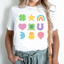 Medium White Marshmallow Charms Graphic Tee, Lucky Charms Shirt, Lucky Graphic Tee, St. Patrick's Day Shirt, Saint Patrick Shirt