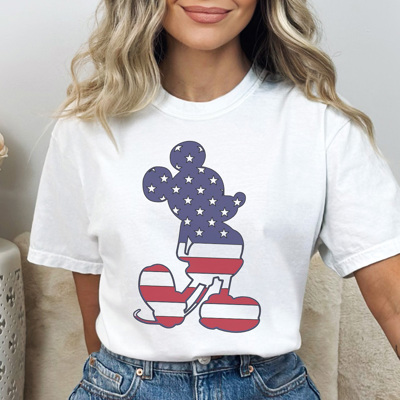 Standing Flag Mouse Graphic Tee, 4th of July Shirt, Fourth of July Tee, Theme Park Shirt, Boy Mouse Shirt, Family Vacation Tee