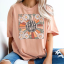 Large Peachy Here Comes The Sun Graphic Tee, Distressed Shirt, Vintage Shirt, Cute Graphic Tee, Sunshine Shirt, Comfort Colors, Beatles Shirt