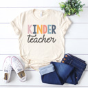 XL Kindergarten Cream Modern Teacher Graphic Tee, Cute Teacher Shirt, Teacher Grade Shirt, Back to School Shirt, Teacher Appreciation Gift, Hello Teacher Shirt