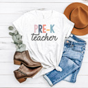 XL Pre-K Ash Gray Modern Teacher Graphic Tee, Cute Teacher Shirt, Teacher Grade Shirt, Back to School Shirt, Teacher Appreciation Gift, Hello Teacher Shirt