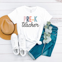 Small Pre-K White Modern Teacher Graphic Tee, Cute Teacher Shirt, Teacher Grade Shirt, Back to School Shirt, Teacher Appreciation Gift, Hello Teacher Shirt