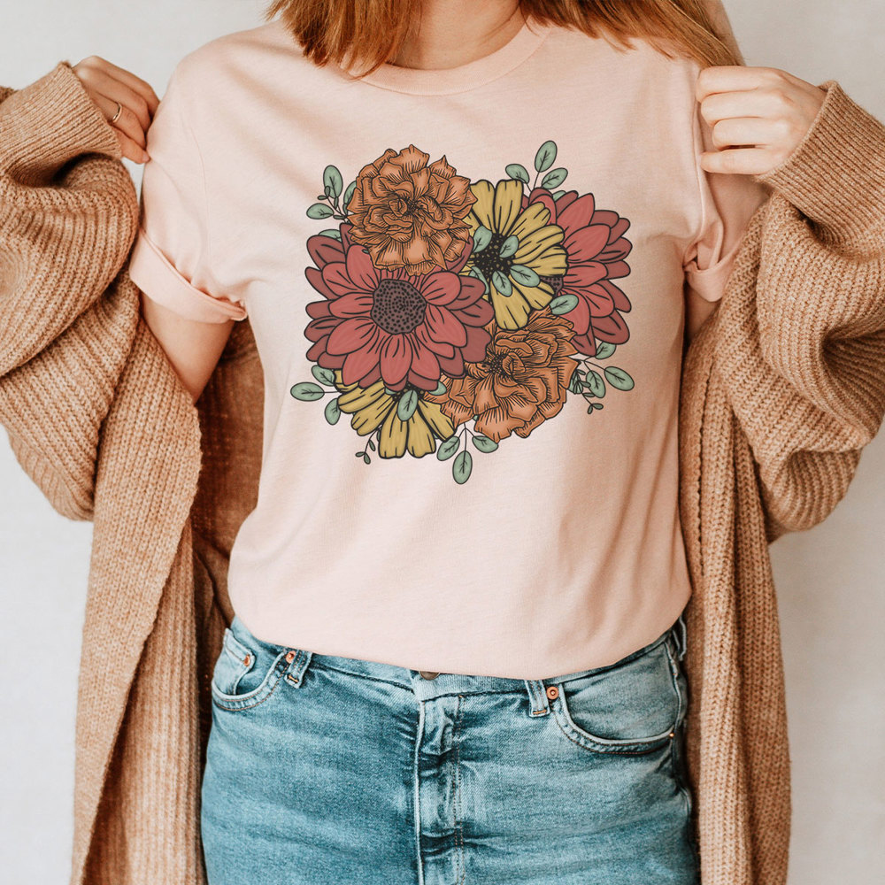 Bold Statement Flowers Graphic Tee, Cute Fall Shirt, Every Day Tee, Fall Flowers, Colorful Flowers Tee