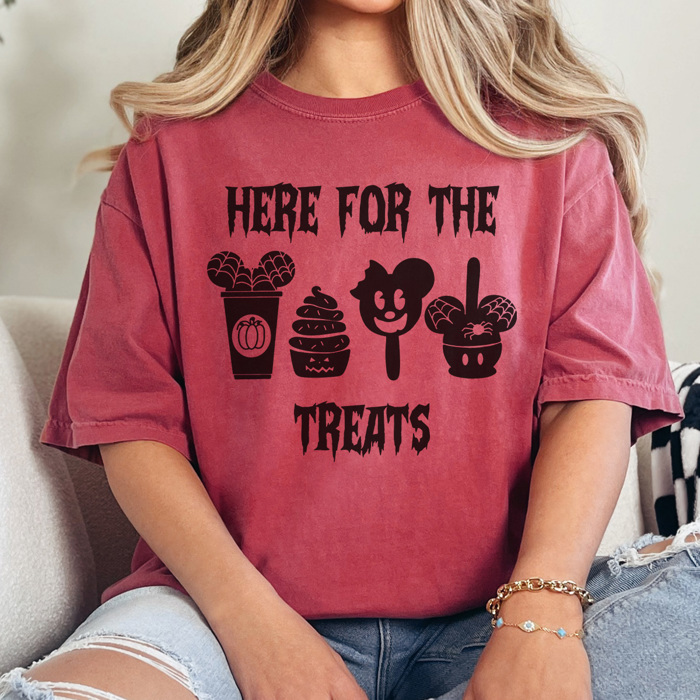 Here For The Halloween Treats Graphic Tee, Halloween Theme Park Shirt, Favorite Mouse Tee, Halloween Graphic Tee, Matching Shirts