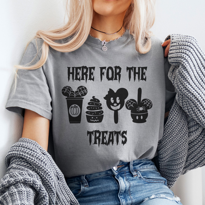 Here For The Halloween Treats Graphic Tee, Halloween Theme Park Shirt, Favorite Mouse Tee, Halloween Graphic Tee, Matching Shirts