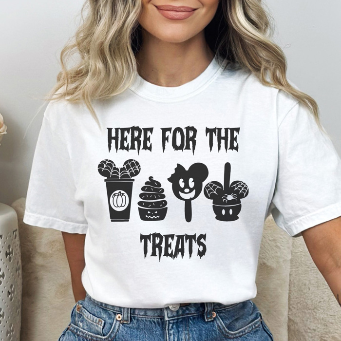 Here For The Halloween Treats Graphic Tee, Halloween Theme Park Shirt, Favorite Mouse Tee, Halloween Graphic Tee, Matching Shirts
