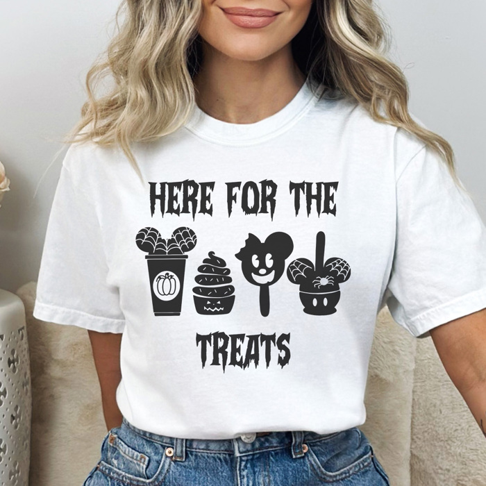 Here For The Halloween Treats Graphic Tee, Halloween Theme Park Shirt, Favorite Mouse Tee, Halloween Graphic Tee, Matching Shirts