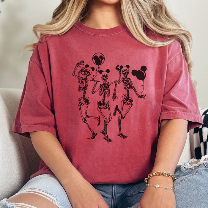 Skeleton Theme Park Graphic Tee, Halloween Graphic Tee, Skeleton Mouse Shirt, Haunted Mansion Tee