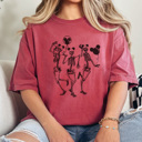 XXL Crimson Skeleton Theme Park Graphic Tee, Halloween Graphic Tee, Skeleton Mouse Shirt, Haunted Mansion Tee