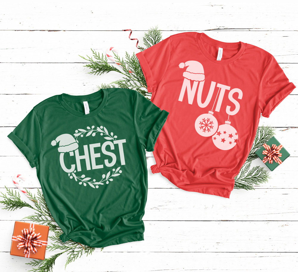 Funny Christmas Couple Graphic Tee, Chest Nuts Graphic Tee, His and Hers Christmas, Christmas Graphic Tee, Unisex Graphic Tee