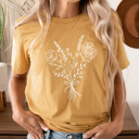 Large Mustard Boho Flower Bouquet Graphic Tee, Flower Shirt, Wildflower Graphic Tee, Cute Graphic Tee