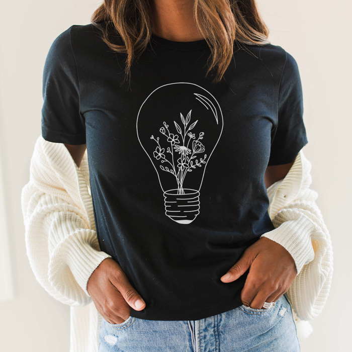 Boho Light Graphic Tee, Trendy Boho Shirt, Cute Flower Shirt, Wildflower Graphic Tee, Cute Graphic Tee