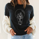 Large Black Boho Light Graphic Tee, Trendy Boho Shirt, Cute Flower Shirt, Wildflower Graphic Tee, Cute Graphic Tee