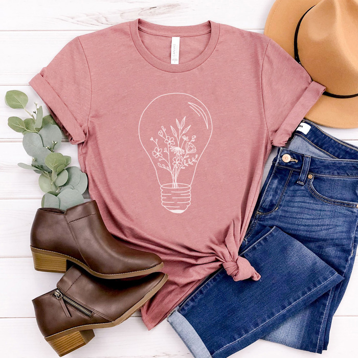 Boho Light Graphic Tee, Trendy Boho Shirt, Cute Flower Shirt, Wildflower Graphic Tee, Cute Graphic Tee