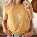 Large Mustard Boho Light Graphic Tee, Trendy Boho Shirt, Cute Flower Shirt, Wildflower Graphic Tee, Cute Graphic Tee