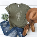 Large Olive Boho Light Graphic Tee, Trendy Boho Shirt, Cute Flower Shirt, Wildflower Graphic Tee, Cute Graphic Tee