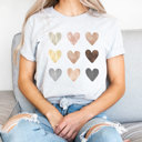 Small Ash Gray Pastel Hearts Graphic Tee, Cute Heart Tee, Every Day Shirt, Watercolor Tee, Valentine's Day Graphic Tee