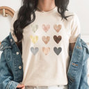 Small Cream Pastel Hearts Graphic Tee, Cute Heart Tee, Every Day Shirt, Watercolor Tee, Valentine's Day Graphic Tee