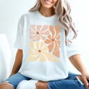 Large White Grunge Flower Graphic Tee, Vintage Tee, Distressed Tee, Trendy Graphic Tee, Flower Shirt, Boho Flower, Boho Tee