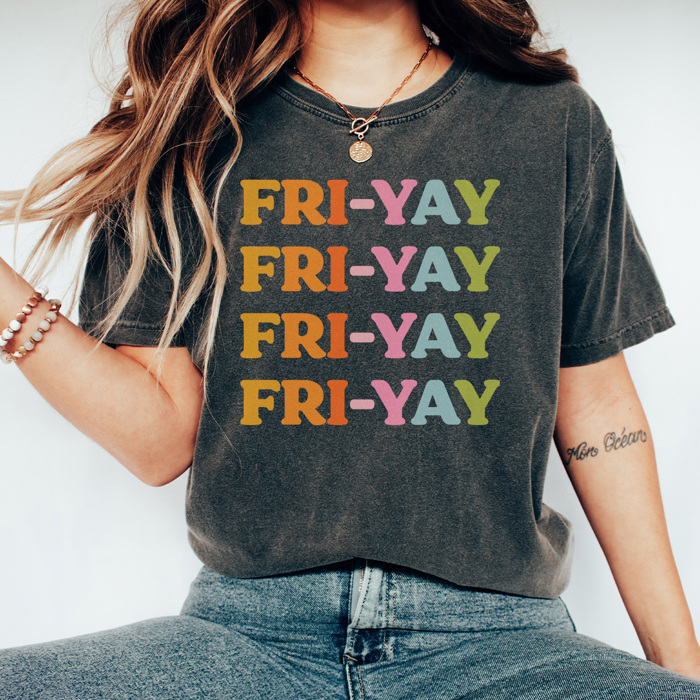 Fri Yay Stacked Graphic Tee, Happy Friday Shirt, Fri-Yay Tee, Teacher Graphic Tee, Weekend Shirt