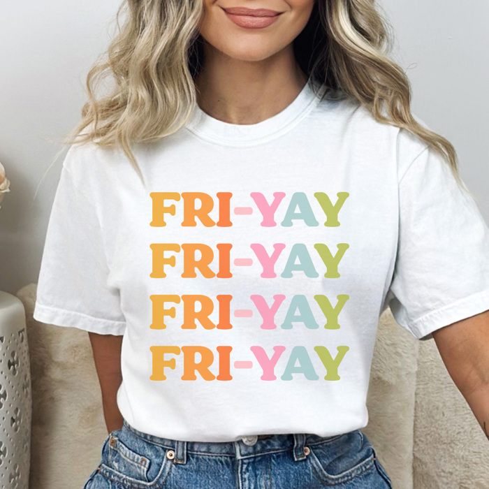 Fri Yay Stacked Graphic Tee, Happy Friday Shirt, Fri-Yay Tee, Teacher Graphic Tee, Weekend Shirt