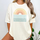 Medium Ivory Sunset Water Graphic Tee, Vacation Tee, Summer Graphic Tee, Ocean Shirt, Lake Day Tee