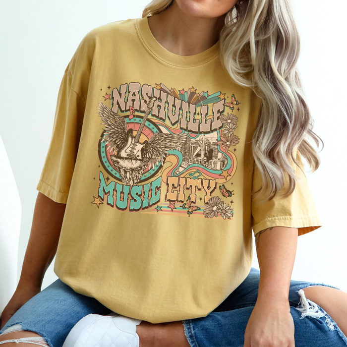 Nashville Music City Graphic Tee, Country Graphic Tee, Western Shirt, Cowgirl Style, Music Tshirt