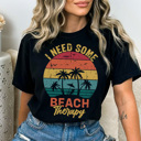 XXL Black Beach Therapy Graphic Tee, Beach Tshirt, Vacation Shirt, Summer Tee