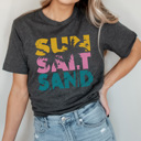 XXL Charcoal Sun Salt Sand Graphic Tee, Summer Shirt, Lake Day Shirt, Vacation Tee