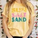 XXL Yellow Sun Salt Sand Graphic Tee, Summer Shirt, Lake Day Shirt, Vacation Tee