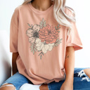 XXL Peachy Favorite Floral Graphic Tee, Flower Graphic Tee, Cute Flower Shirt, Summer Tee, Boho Shirt