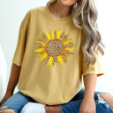 XL Mustard Leopard Sunflower Graphic Tee, Trendy Shirt, Leopard Tee, Summer Tee