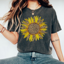 XXL Pepper Leopard Sunflower Graphic Tee, Trendy Shirt, Leopard Tee, Summer Tee