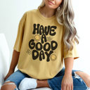 Small Mustard Have A Good Day Cute Smiley Graphic Tee