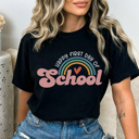 XXL Black Happy First Day of School Graphic Tee, Cute Teacher Shirt, Back to School Tee, Teacher Tee