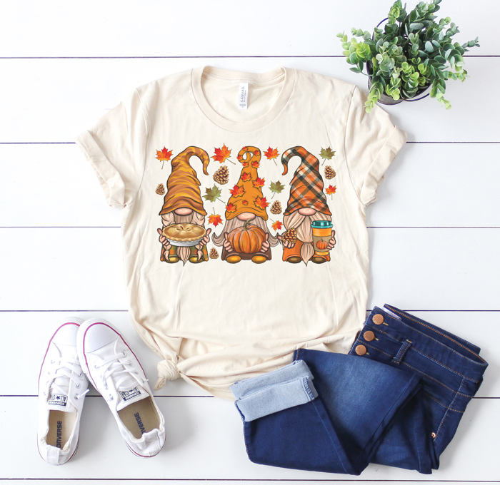 Fall Holiday Gnomes Graphic Tee, Gnomes Shirt, Cute Fall Shirt, Thanksgiving Tee