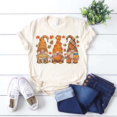 Fall Holiday Gnomes Graphic Tee, Gnomes Shirt, Cute Fall Shirt, Thanksgiving Tee