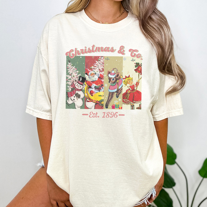 Christmas and Co Vintage Graphic Tee, Cute Christmas Shirt, Christmas Classics, Rudolph, Checkered Santa