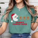 XXL Light Green Pac Man Christmas Graphic Tee, Funny Christmas Shirt, Ugly Christmas Shirt, Santa Shirt