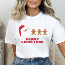 XL White Pac Man Christmas Graphic Tee, Funny Christmas Shirt, Ugly Christmas Shirt, Santa Shirt