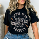 Large Black Rebel Mom Society Graphic Tee, Tired Mom Shirt, Mom Graphic Tee, Mama Tee, Vintage Tee, Comfort Colors