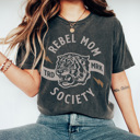 Large Pepper Rebel Mom Society Graphic Tee, Tired Mom Shirt, Mom Graphic Tee, Mama Tee, Vintage Tee, Comfort Colors