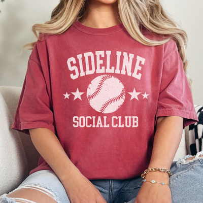 Baseball Sideline Social Club Graphic Tee, Baseball Graphic Tee, Game Day Shirt, Baseball Mom Tee