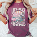 Small Berry Life's A Beach Graphic Tee, Summer Tee, Beach Day Shirt, Vacation Tee, Mave Waves Shirt, Vintage Style, Comfort Colors