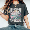 Medium Pepper Life's A Beach Graphic Tee, Summer Tee, Beach Day Shirt, Vacation Tee, Mave Waves Shirt, Vintage Style, Comfort Colors