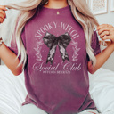 Medium Berry Spooky Witch Social Club Graphic Tee, Halloween Shirt, Spooky Season, Coquette Bow Tee
