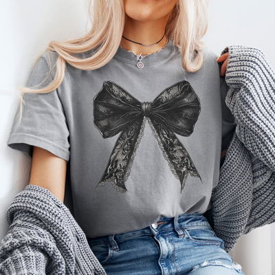 Halloween Coquette Bow Graphic Tee, Halloween Shirt, Spooky Season, Coquette Bow Tee