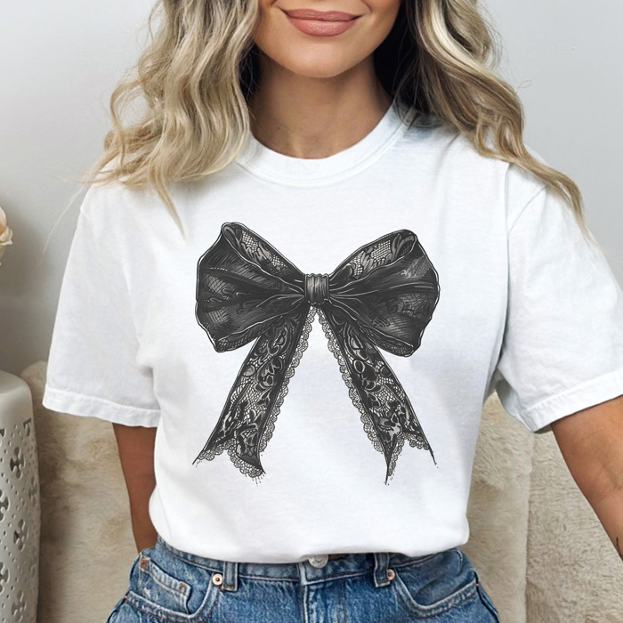 Halloween Coquette Bow Graphic Tee, Halloween Shirt, Spooky Season, Coquette Bow Tee